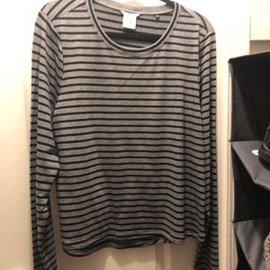 Cabi Striped Grey and Black Long Sleeve Tee